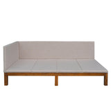 Linen Upholstered Full Size Daybed Couch for Living Room Mid-Century Modern