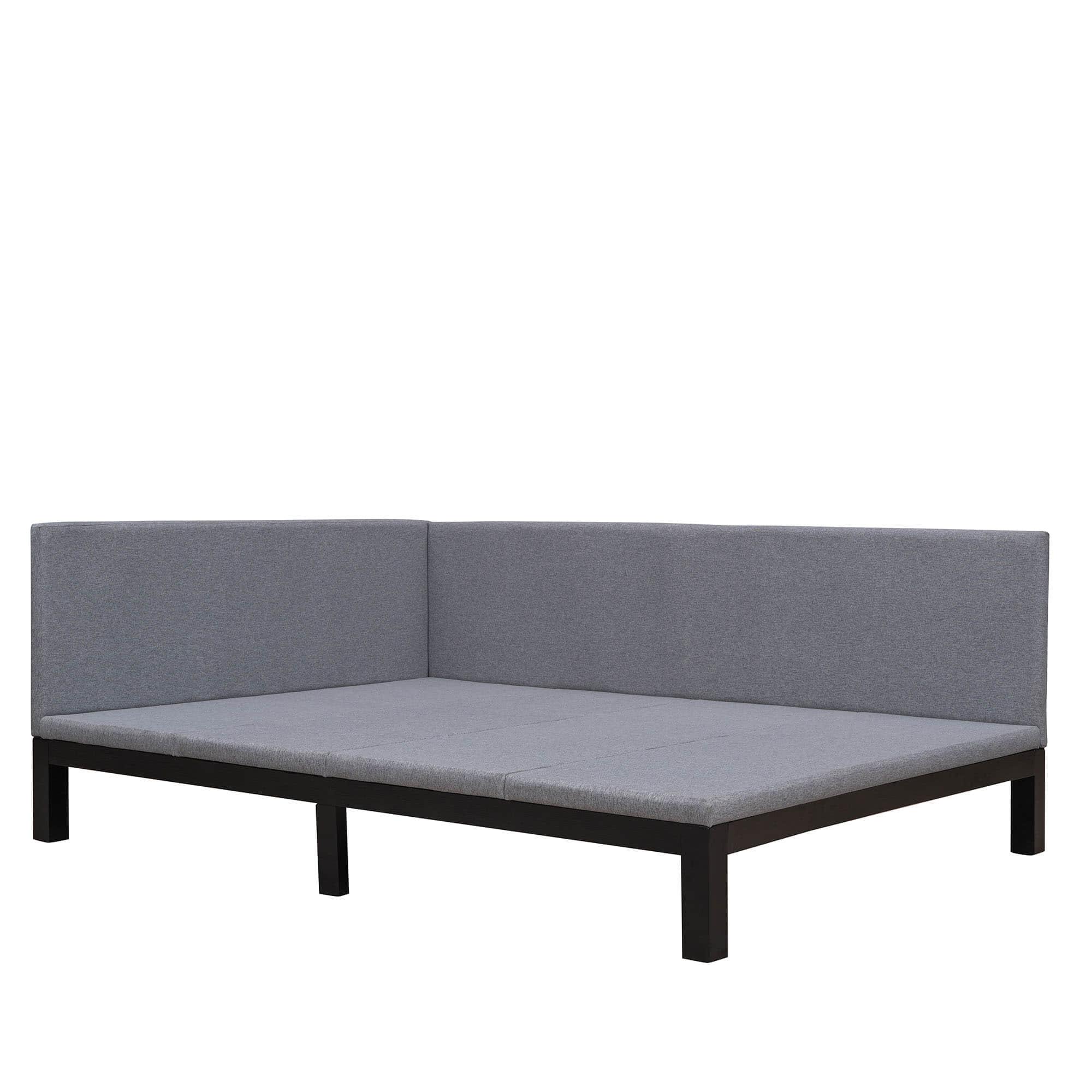 Linen Upholstered Full Size Daybed Couch for Living Room Mid-Century Modern