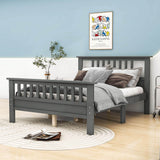 Full Size Wooden Platform Bed with Headboard and Footboard