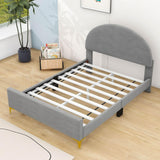 Velvet Upholstered Full Size Platform Bed Frame with Headboard