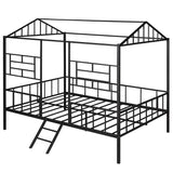 Full Size Metal House Bed Frame for Kids, Toddler