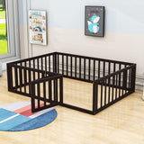 Wooden Full Size Floor Toddler Bed with Rails