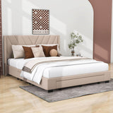 Queen Size Upholstered Platform Bed with Storage and Headboard - [Drawers, Linen]