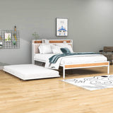 Smart Modern Queen Size Metal Platform Bed Frame with Twin Trundle