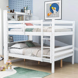 Solid Wood Convertible Full Over Full Bunk Beds with Bookcase Headboard