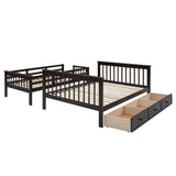 Twin Over Full Bunk Beds with Stairs and Storage Drawers, Shelves - [Convertible]