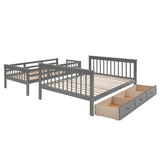 Twin Over Full Bunk Beds with Stairs and Storage Drawers, Shelves - [Convertible]