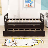 Twin Daybed with Trundle and Storage Drawers for Kids Adults - [Wood, Backless]