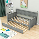 Wood Twin Daybed With Twin Trundle & Beadboard Back