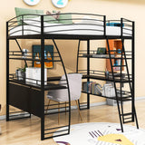 Metal Full Size Loft Bed with Desk and Storage for Adults, Gamer