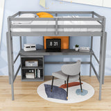 Full Size Loft Bed with Desk and Storage, Writing Board for Adults