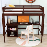 Wood Twin Loft Bed with Desk and Storage for Adults, Kids - [Cabinet]