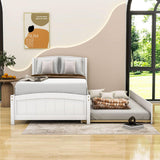 Twin Platform Bed Frame with Twin Trundle and Headboard