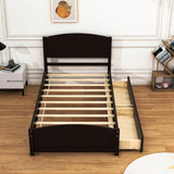 Twin Size Platform Bed with Two Storage Drawers for Kids - [Headboard]