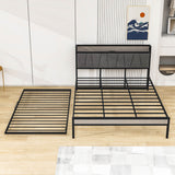 Smart Modern Queen Size Metal Platform Bed Frame with Twin Trundle