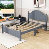 Full Size Solid Wood Traditional Platform Bed Frame with Headboard