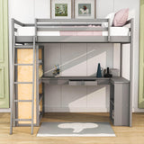 Twin Loft Bed with Desk and Storage Shelves for Adults, Teens