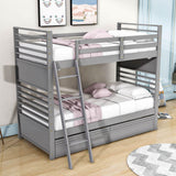 Convertible Twin Over Twin Wooden Bunk Beds with Storage Drawers