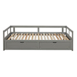 Wood Twin to King Daybed with Extendable Trundle and Storage Drawers