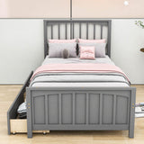 Wood Kids Storage Bed Frame with Headboard and Drawers