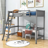 Solid Wood Twin Loft Bed with Interchangeable Ladder for Kids, Adults- [Medium]