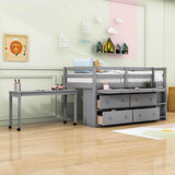 Low Twin Loft Bed with Desk and Storage Drawers for Kids, Toddler