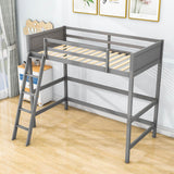 Solid Wood Twin Loft Bed with Interchangeable Ladder for Kids, Adults- [Medium]