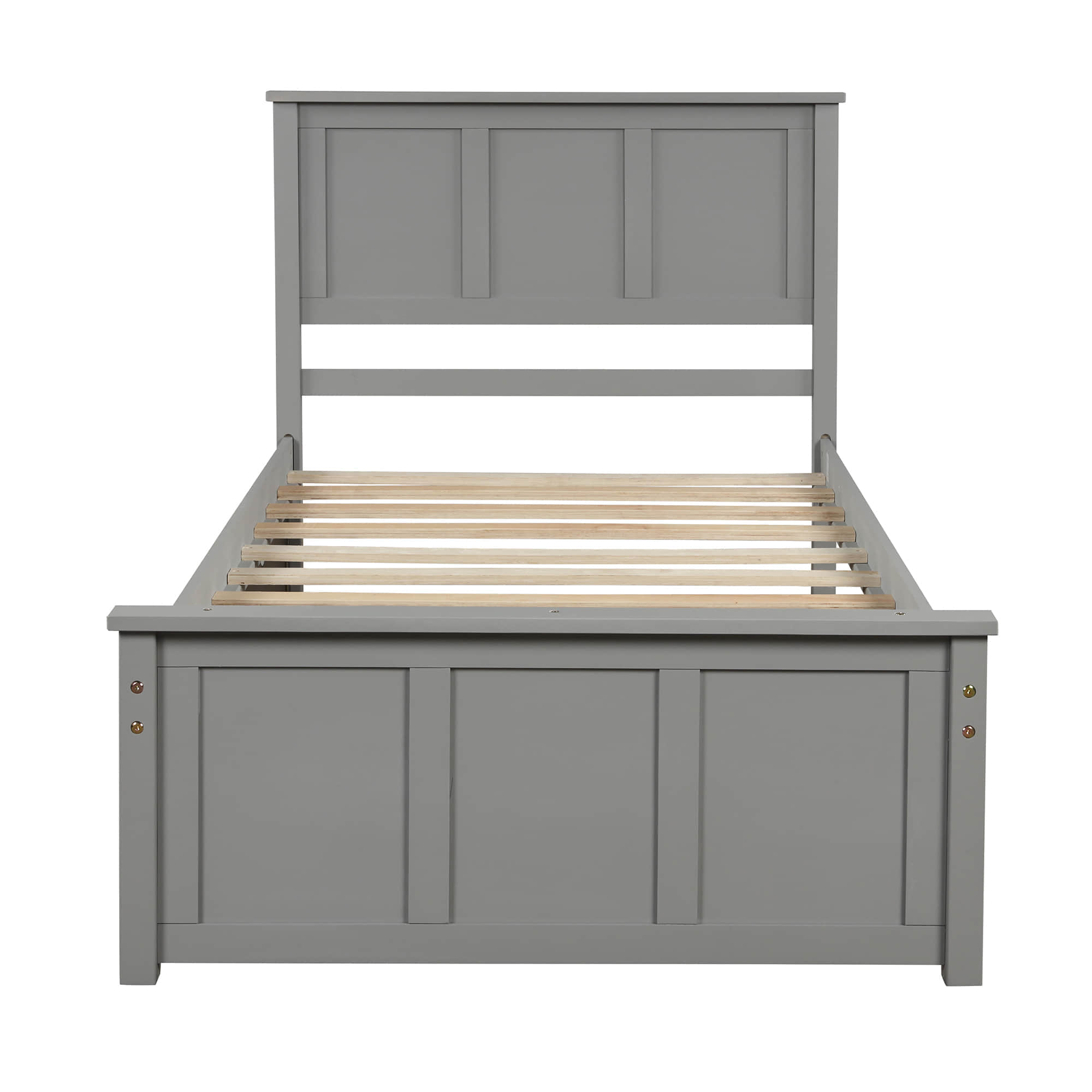 Classic Twin Platform Bed with Twin Trundle and Headboard - [Wood]