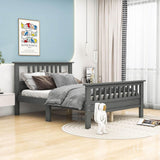 Full Size Wooden Platform Bed with Headboard and Footboard