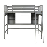 Convertible Twin High Loft Bed with Desk and Shelves - [Storage, Ladder, Wood]