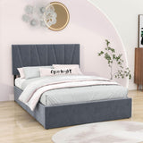 Upholstered Full Size Platform Bed with Headboard and Storage - [4 Drawers, Velvet]