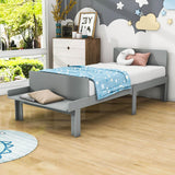 Kids Bed Frame with Headboard and Footboard Bench