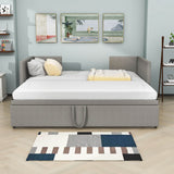 Twin Size Upholstered Daybed with Adjustable Pop Up Trundle