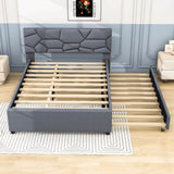 Queen Upholstered Platform Bed Frame with Headboard, Twin XL Trundle Bed