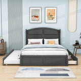 Wooden Queen Size Platform Bed with Twin Trundle Bed and Storage - [Headboard]