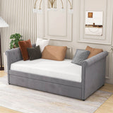 Modern Luxury Twin Size Upholstered Daybed with Trundle for Adults - [Backless]