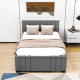 Full Size Upholstered Platform Bed with Trundle and Headboard