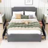 Queen Velvet Upholstered Bed Frame with Headboard and Storage