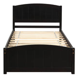 Twin Platform Bed Frame with Twin Trundle and Headboard