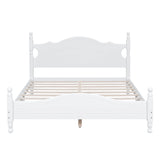 Traditional Wood Queen Size Low Profile Platform Bed Frame with Headboard