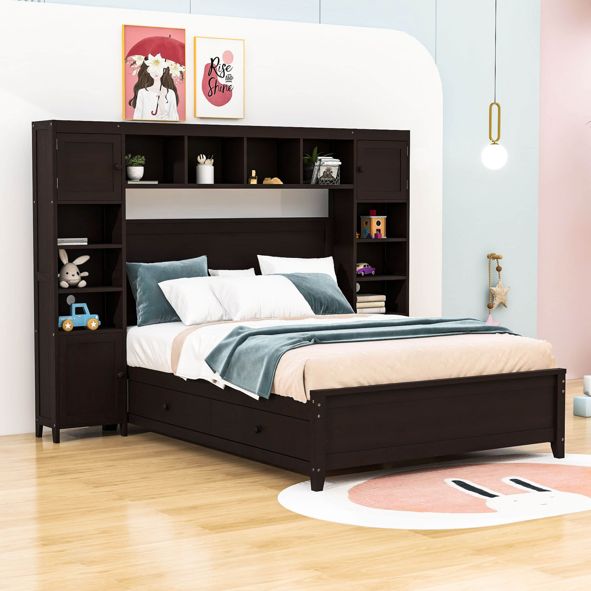 Smart Full Storage Bed Frame with Headboard and Charging Station