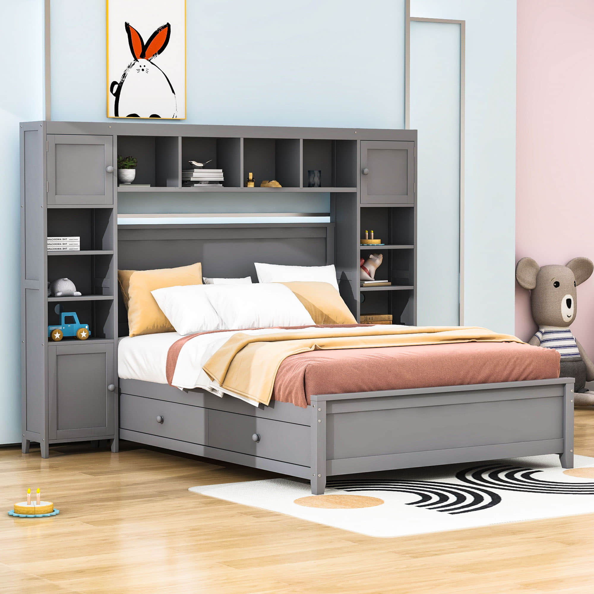 Smart Full Storage Bed Frame with Headboard and Charging Station