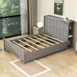 Wooden Full Size Platform Bed with Headboard and Storage - [Drawers, Shelves]