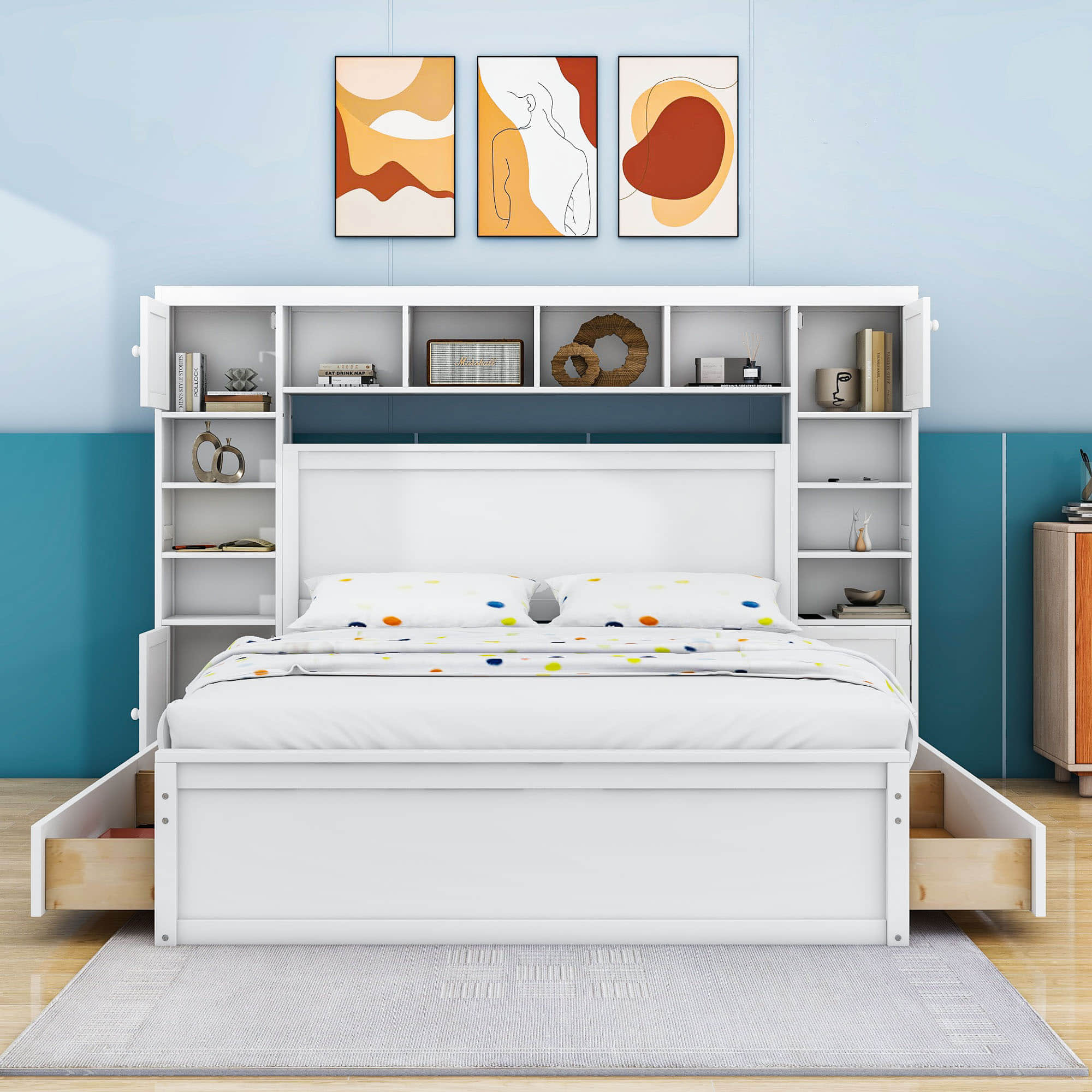 Smart Queen Storage Bed Frame with Headboard and Charging Station