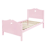 Wood Girls Twin Platform Bed with Headboard and Footboard