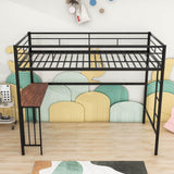 Twin Metal Loft Bed with Desk Underneath for Teen, Junior, Adult