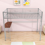 Twin Metal Loft Bed with Desk Underneath for Teen, Junior, Adult