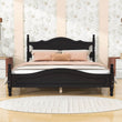 Traditional Wood Queen Size Low Profile Platform Bed Frame with Headboard