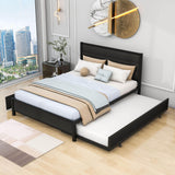 Metal Queen Size Storage Platform Bed with Twin Trundle Bed