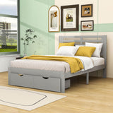 Wood Full Size Platform Bed Frame with Headboard and Storage